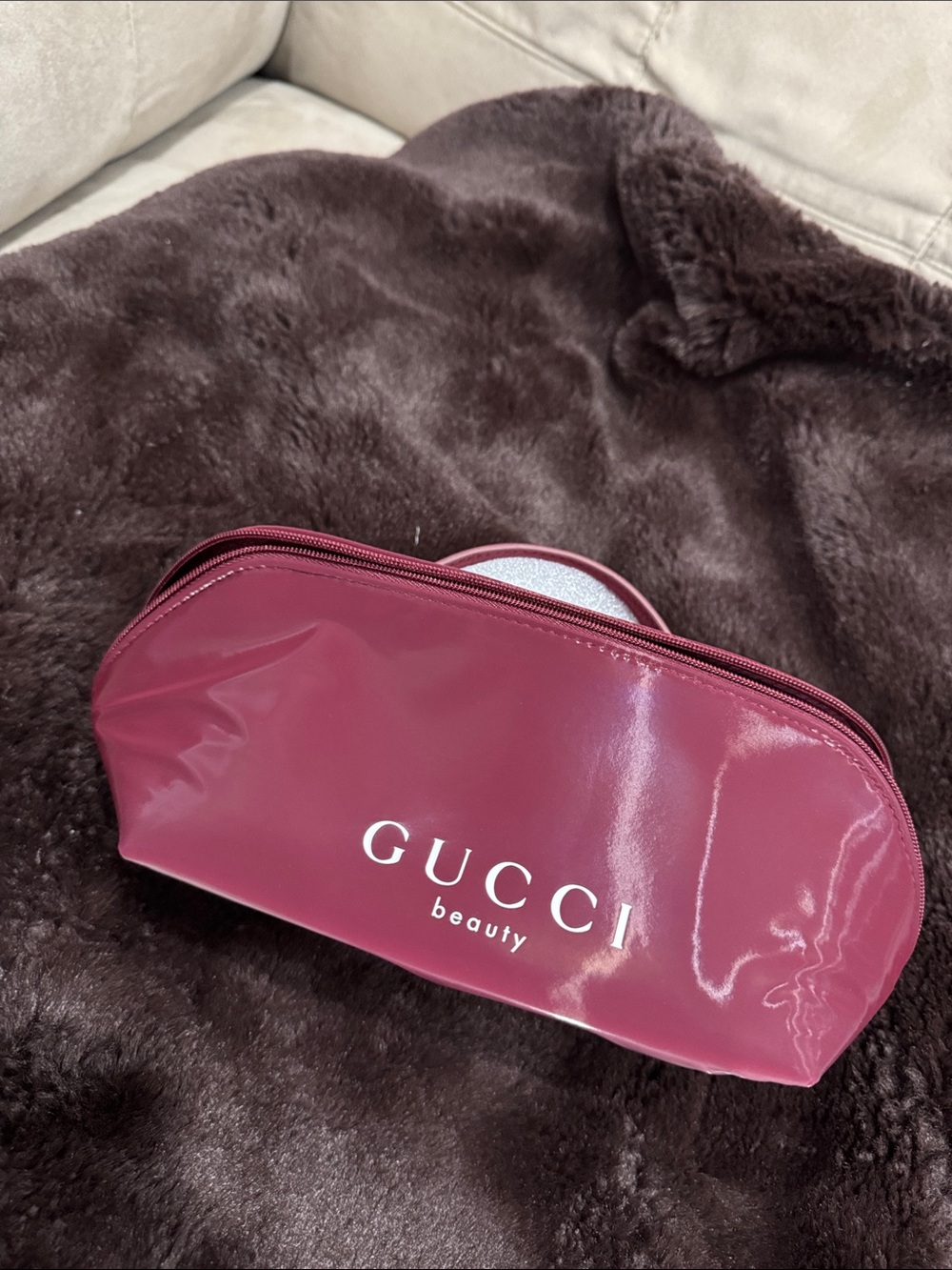 Gucci raspberry cosmetic pouch